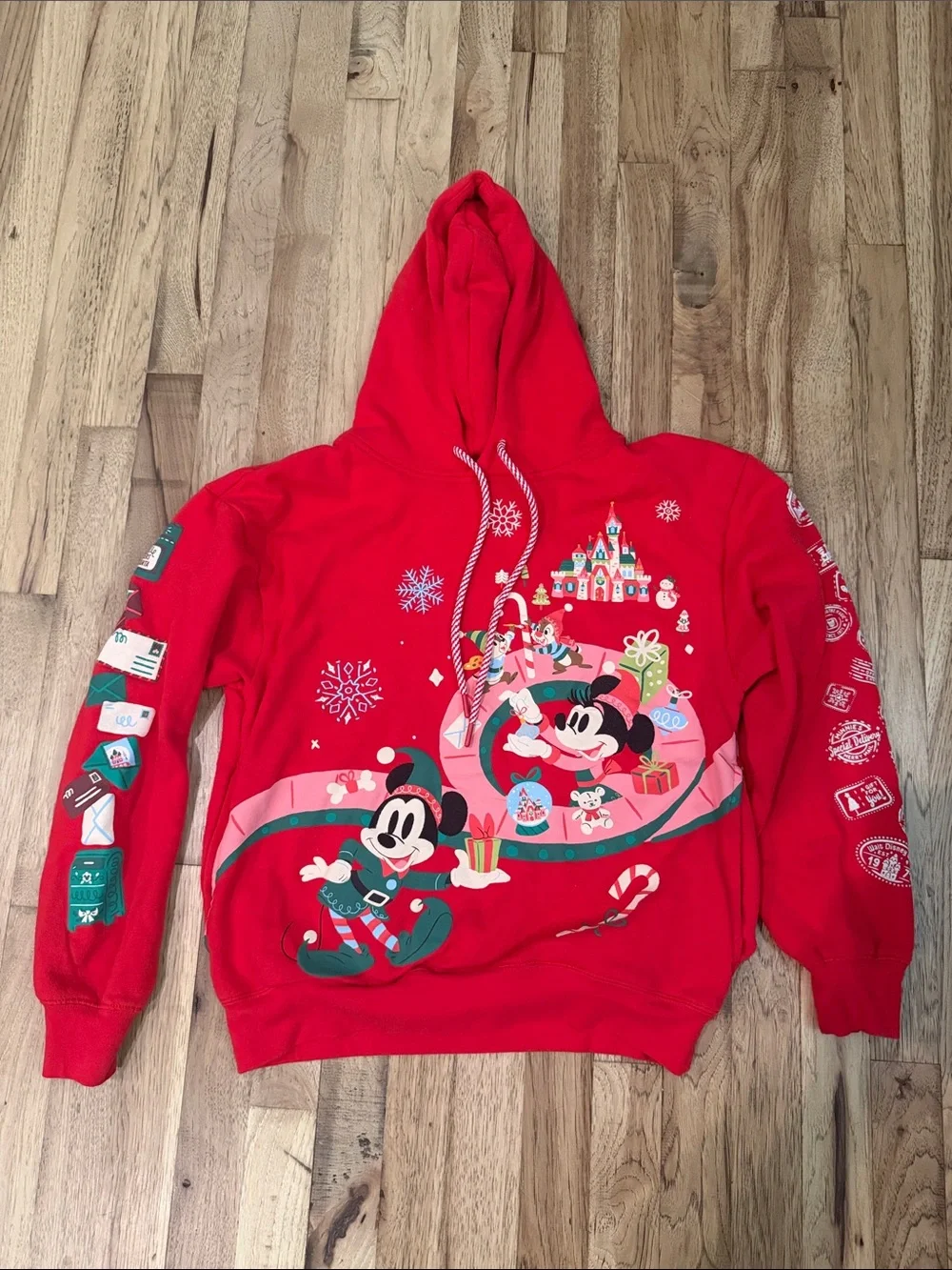 Disney Red Mickey & Minnie Holiday Pullover Hoodie